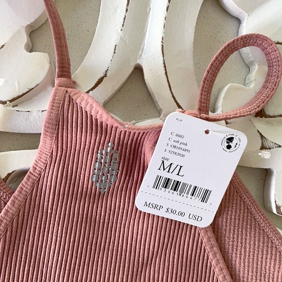 Free People Movement Cropped Run Tank Soft Pink M/L - Picture 4 of 4